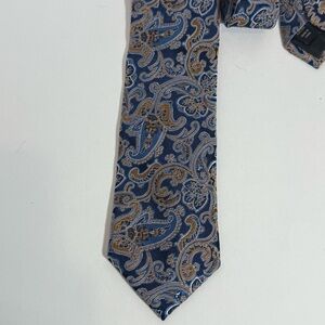 Pronto Uomo  Men's  Necktie 100% Silk New Blue Gold Silver NEW